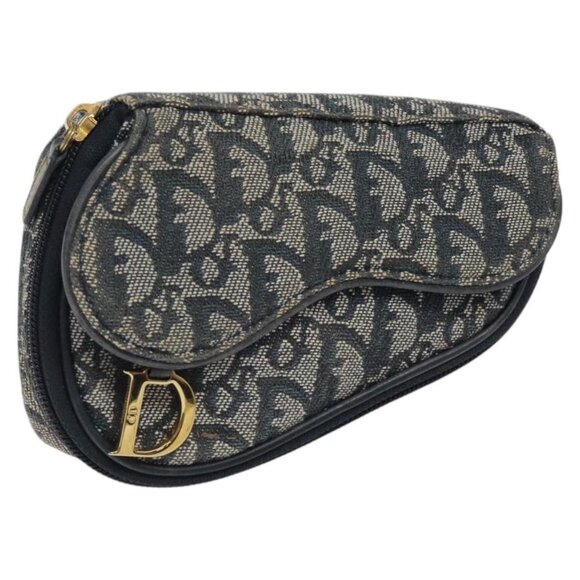 Christian Dior Trotter Canvas Pouch Navy Auth 119182 - Picture 1 of 16